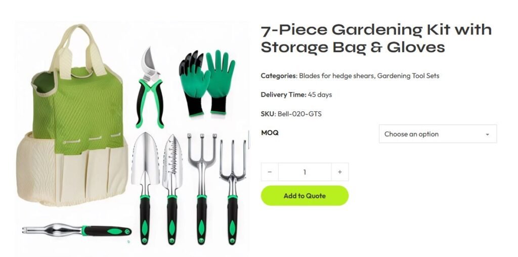 7 piece gardening kit with storage bag and gloves