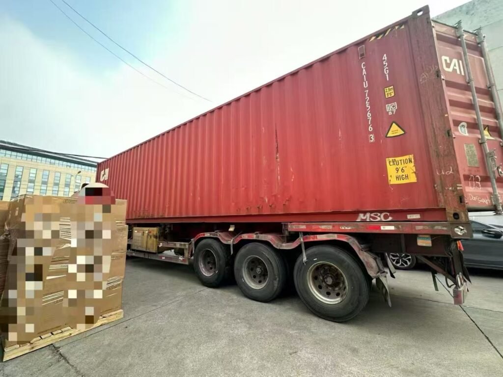 a container with carton boxes 